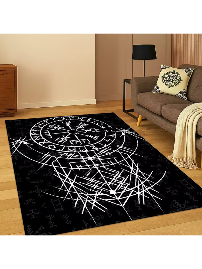 Faviora Wikinger-Teppich mit Odin Valknut Symbol, Schwarz, rutschfest, Rechteckig - Bild 2