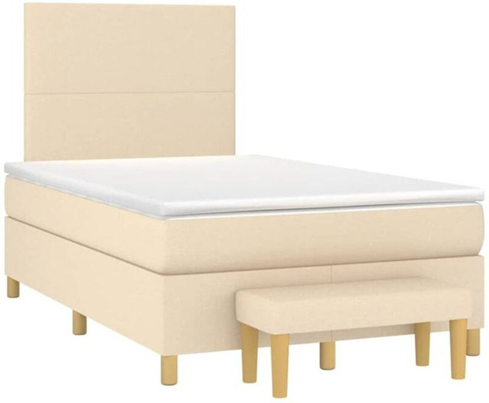 vidaxl Boxspringbett mit Matratze in Beige aus Stoff, B/T/H: 120 x 190 cm - Bild 1