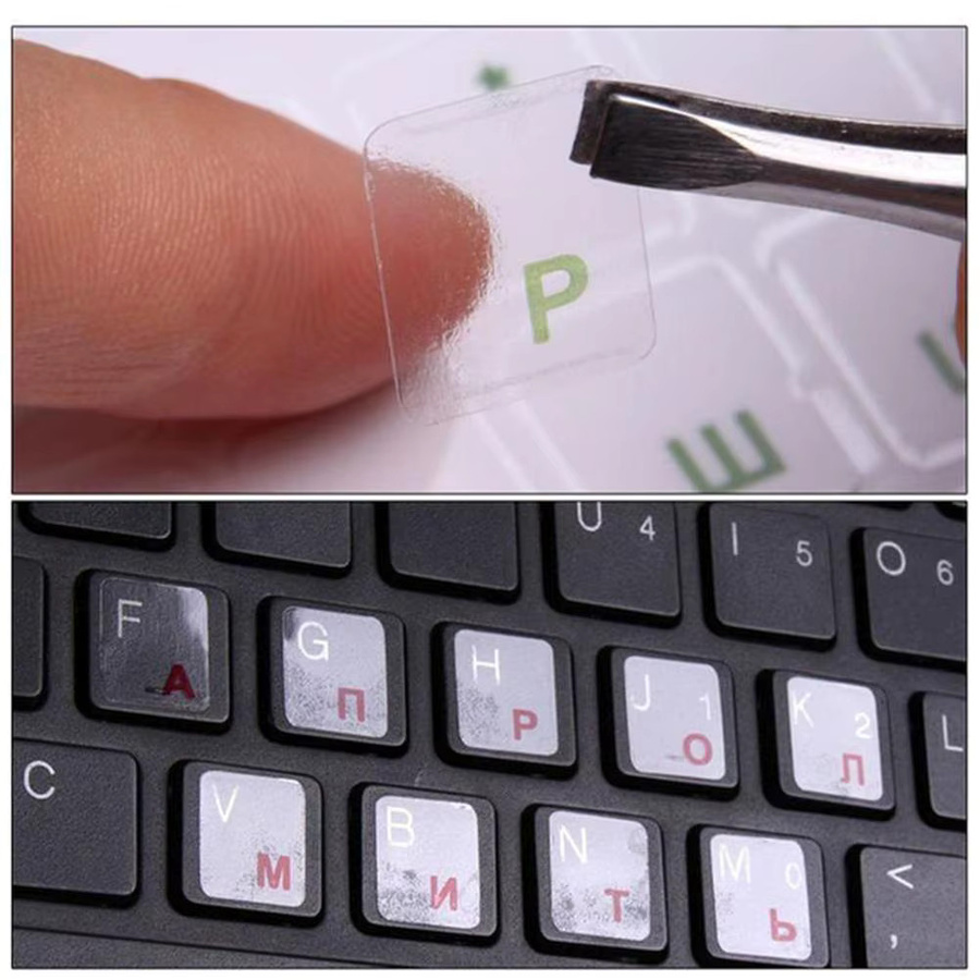 Transparente Tastaturaufkleber mit russischem Alphabet in Schwarz und Weiß für Computer, PC und Laptop - Bild 5