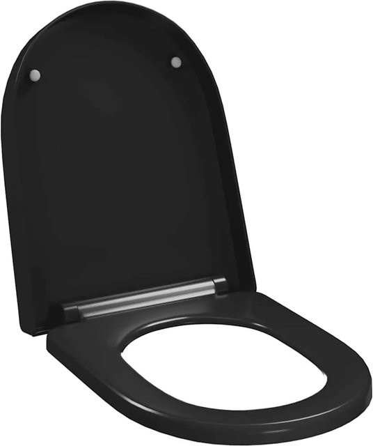 vidaXL Toilettensitz mit Absenkautomatik und Quick-Release in Schwarz, oval aus Kunststoff - Bild 1