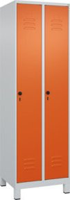 C+P Spind Classic PLUS Garderobenschrank mit 2 Abteilen, Grau/Orange, H x B x T: 195 x 60 x 50 cm - Bild 1