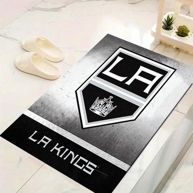Los Angeles Kings Teppich, rutschfeste Bodenmatte aus Polyester für Wohnzimmer, Schlafzimmer oder Kinderzimmer, Schwarz, B/T: 60 x 40 cm - Bild 1