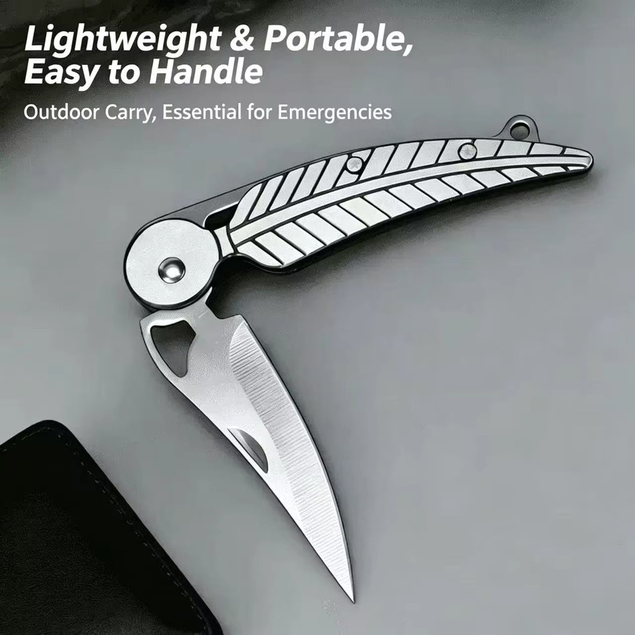Blattförmiges Mini-Klappmesser als Schlüsselanhänger aus Edelstahl in Silber für EDC und zum Öffnen von Paketen oder Obst - Bild 4