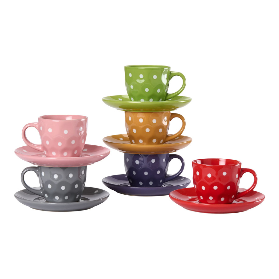 Genialo Espressotassen-Set aus Keramik, 12-teilig, Multicolour mit Punktmuster - Bild 2