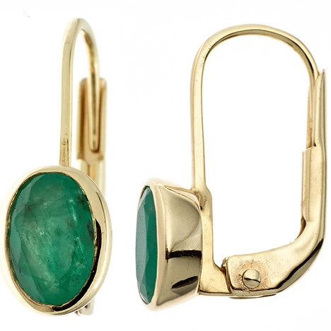 Colfem Ohrringe, 333 Gelbgold, 2 Smaragde, grün - Bild 1