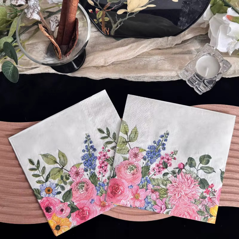 GUANYAO Rosa Rosen-Servietten aus Papier, 2-lagig, 20 Stück, B/B: 33 x 33 cm - Bild 4