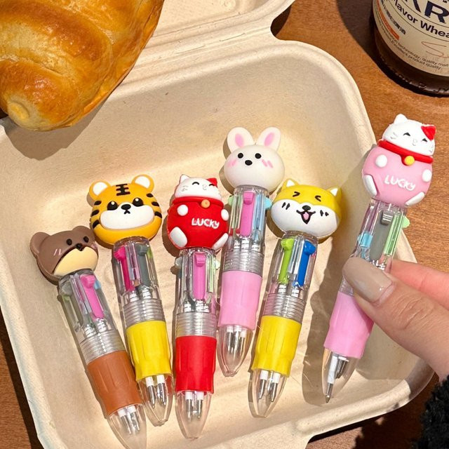 TWBEB 4-in-1 Tier-Kugelschreiber mit Mehrfarben-Gelstift 0,5 mm für Schüler - Bild 1
