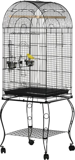 PawHut Vogelkäfig und Voliere für Wellensittiche und Kanarienvögel mit schwarzen Metallrädern, B/T/H: 51 x 51 x 153 cm, Aosom - Bild 1