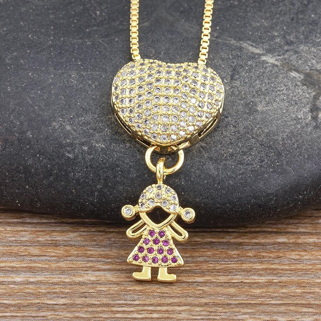 YIRAN Jewelry Halskette, Herz, Zirkonia, Messing, Gold, Unisex - Bild 1