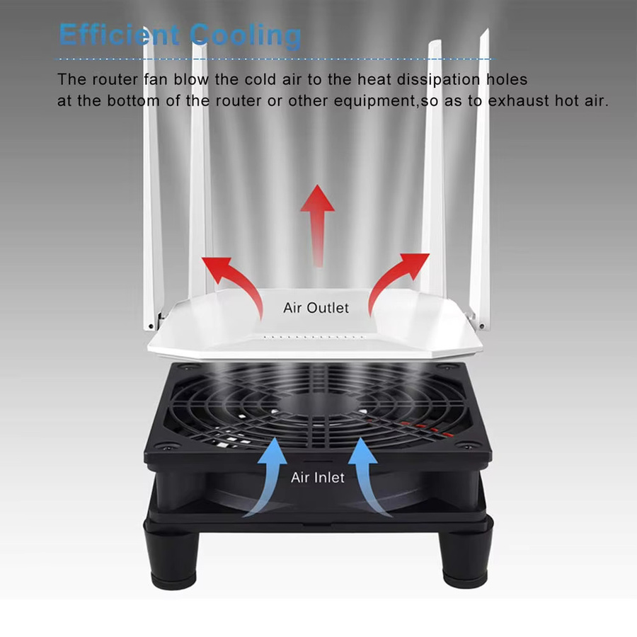 AuyiHomu Leiser USB-Kühllüfter 120mm in Schwarz für Router, Modem, TV-Box, PS5 und PC mit USB-A Anschluss - Bild 4