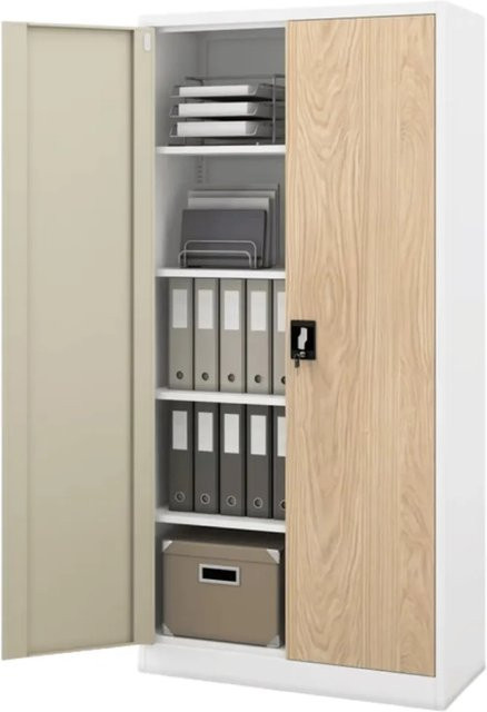 JAN NOWAK Aktenschrank mit Flügeltüren und Schloss, Weiß-Sonoma Eiche, B/T/H: 90 x 40 x 185 cm - Bild 1