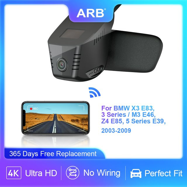 ARB 4K Dashcam Auto-DVR mit WLAN-App-Steuerung in Schwarz für BMW X3 E83, 3er Serie M3 E46, Z4 E85 und 5er Serie E39 - Bild 1