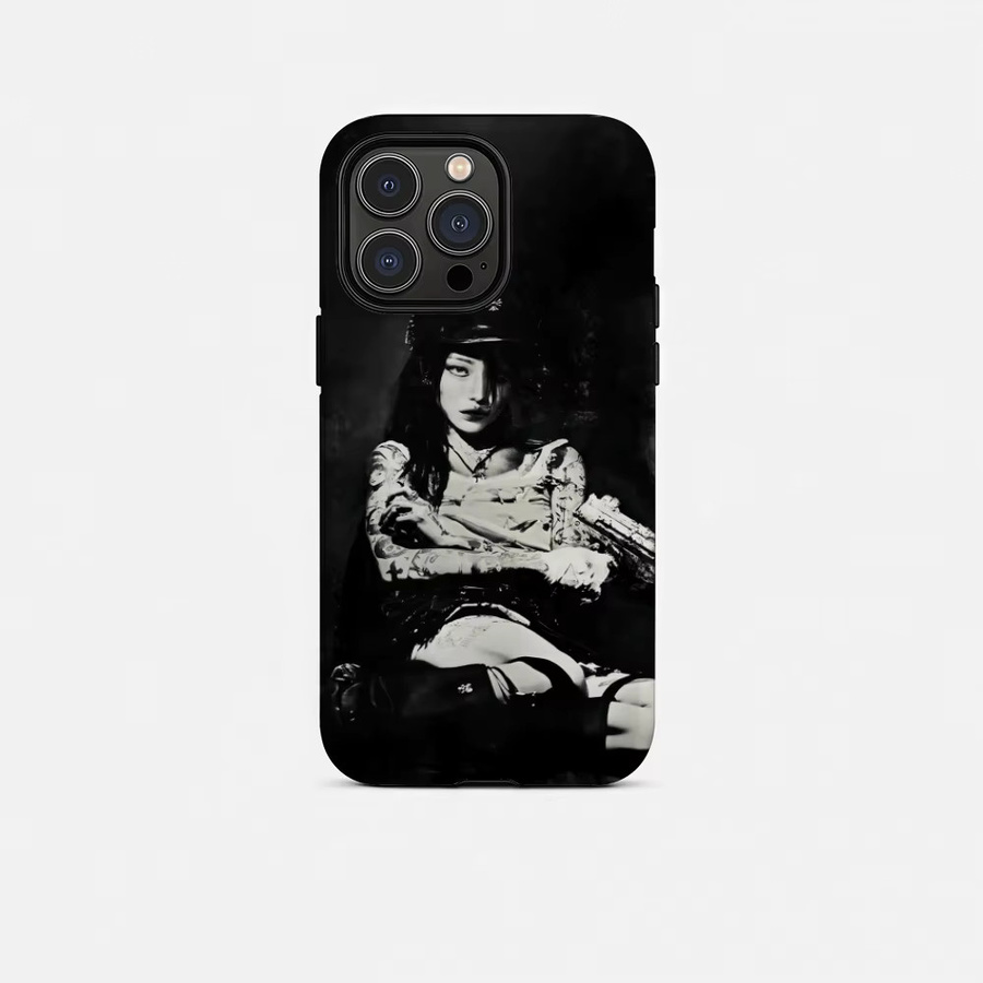 Y-Yeule Evangelic Girl is a Gun Handyhülle für iPhone 17 16 15 14 13 12 Pro Max Plus in Schwarz und Weiß mit glänzender HD-Doppelschicht-Flüssighartschale - Bild 7