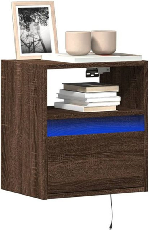 vidaXL TV-Wandschrank mit LED-Beleuchtung in Braun, Modernes Design, B/T/H: 41 x 31 x 45 cm - Bild 1