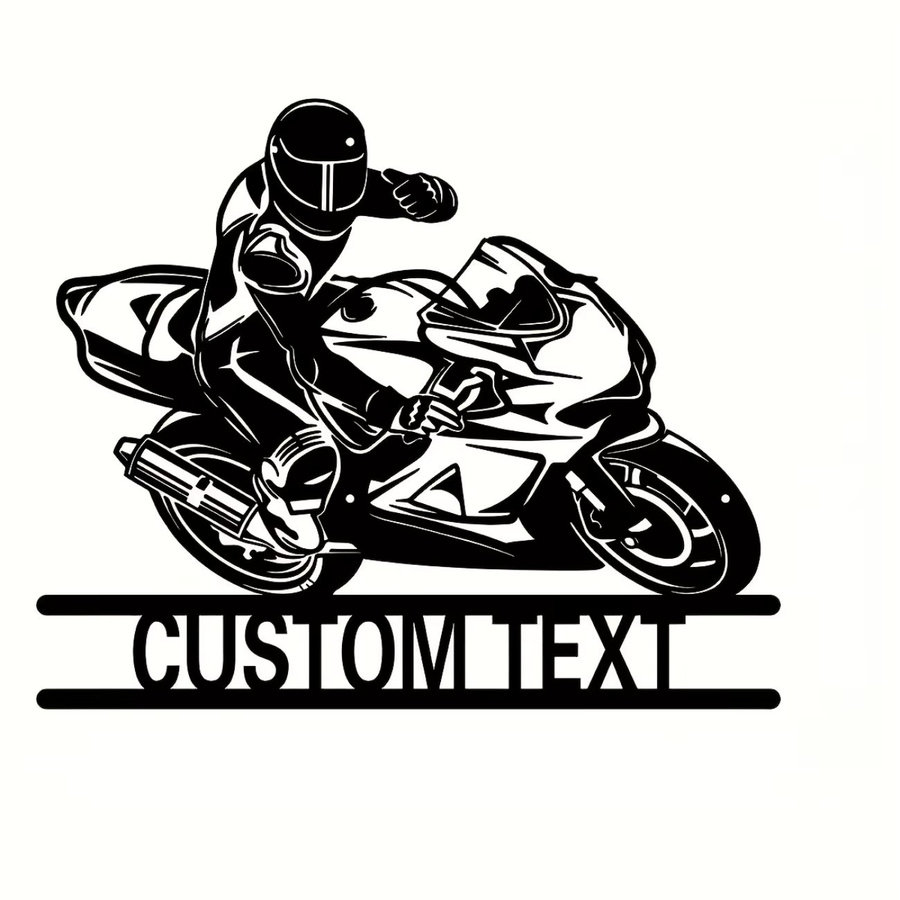 Personalisiertes Motorradfahrer-Wandschild aus Metall in Schwarz von Hello Young mit individuellem Namen im modernen Design - Bild 3