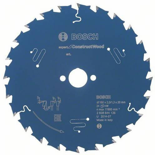 Bosch Expert for Construct Wood Kreissägeblatt mit 24 Zähnen, Durchmesser: 160 mm, Bohrung: 20 mm, Blattstärke: 2,0 mm - Bild 1