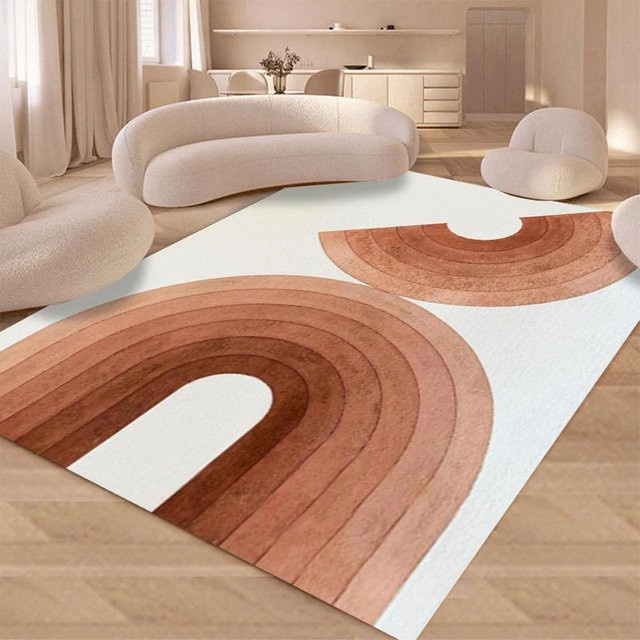 Moderner Teppich mit abstraktem Regenbogen-Linienmuster in Multicolour, B/B: 80 x 50 cm - Bild 1