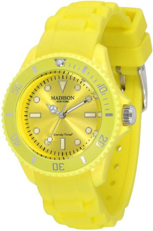 MADISON Unisex Quarzarmbanduhr in Gelb mit rundem Glasgehäuse und Kunststoffarmband - Bild 1