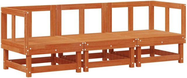vidaXL Sectional Sofa Einheiten in Wachsbraun mit massivem Kiefernholz, B/T/H: 183 x 61 x 62 cm - Bild 1