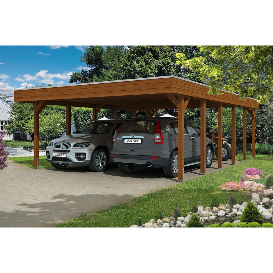 Skanholz Carport Friesland aus Holz in Nussbaum Braun B/T: 557 x 860 cm, Höhe: 254 cm - Bild 2