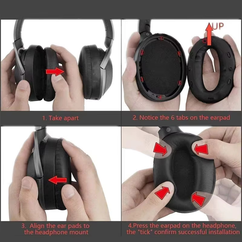 Sony Premium-Ohrpolster aus Lammfell-Leder in Schwarz mit Memory-Schaum für WH-1000XM3 Kopfhörer - Bild 6