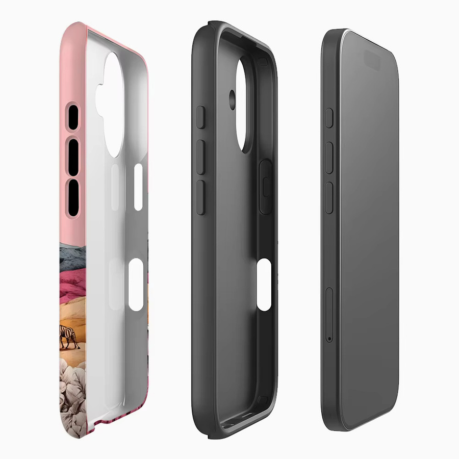 Handyhülle mit pastellfarbener Safari-Szene für iPhone 17 16 15 14 13 12 11 Pro Max Plus von Potdemiel in Multicolour mit doppelschichtiger Rückseite - Bild 2