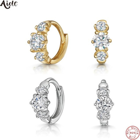 Aide Ohrringe, 925 Silber, Gold, Zirkonia, Damen