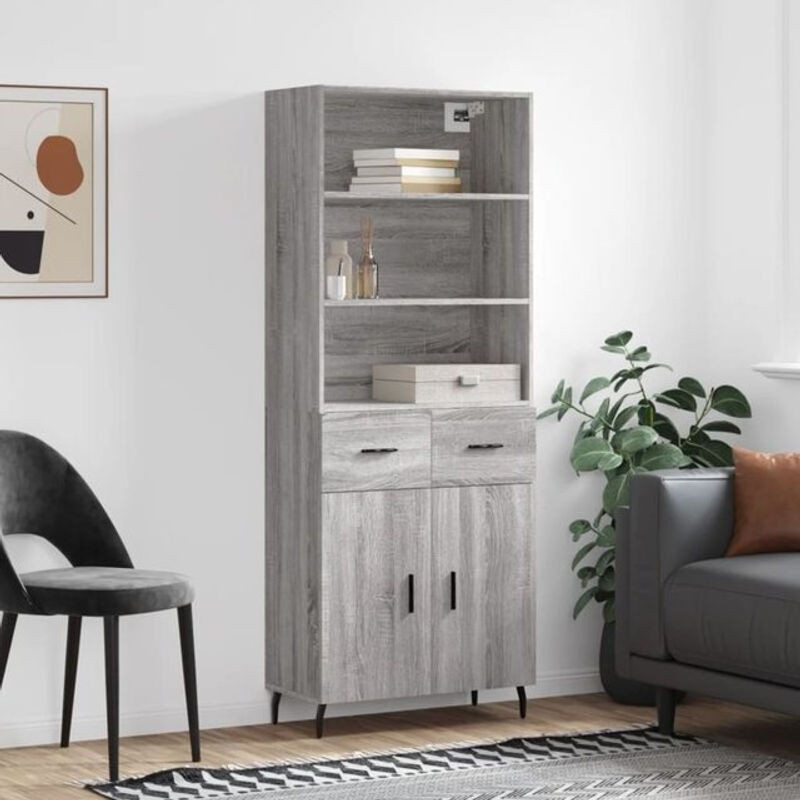 Vidaxl Highboard Modern in Grau aus Holzwerkstoff und Metall, B/T/H: 69,5 x 34 x 180 cm - Bild 1