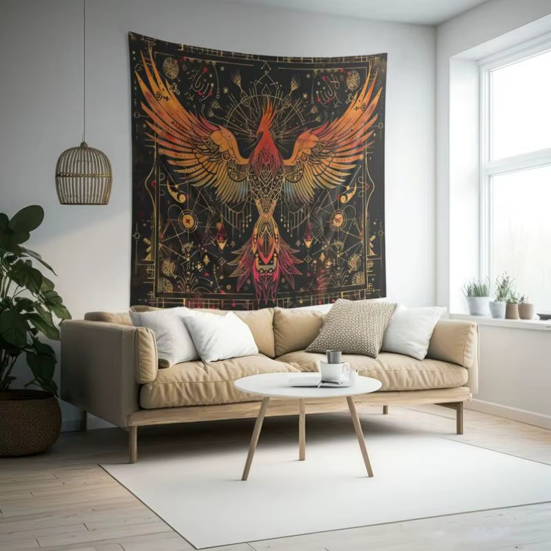 VIKAMA Phoenix Himmels-Wandteppich in Multicolour, mystischer Astrologie Wandbehang im Boho-Stil für dein Schlafzimmer oder Wohnzimmer - Bild 4