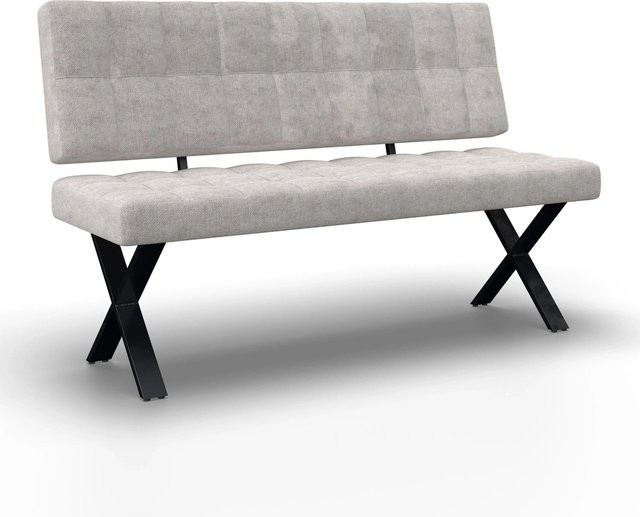 Bessagi Home Sitzbank Nova Hellgrau Webstoff Gepolstert B: 240 cm, H: 48 cm, T: 48 cm - Bild 1
