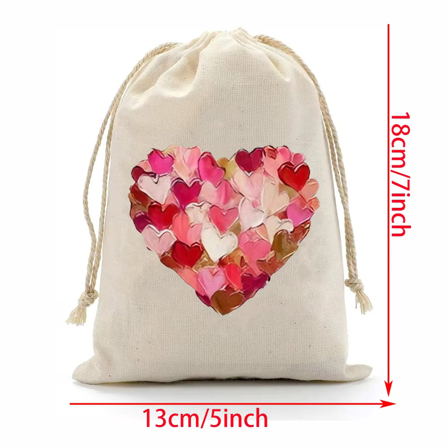 5 Stück christliche Kordelzug-Leckerli-Taschen für Kinder in Beige als Geschenk für Valentinstag, Hochzeitstag oder Galentine's Day - Bild 2