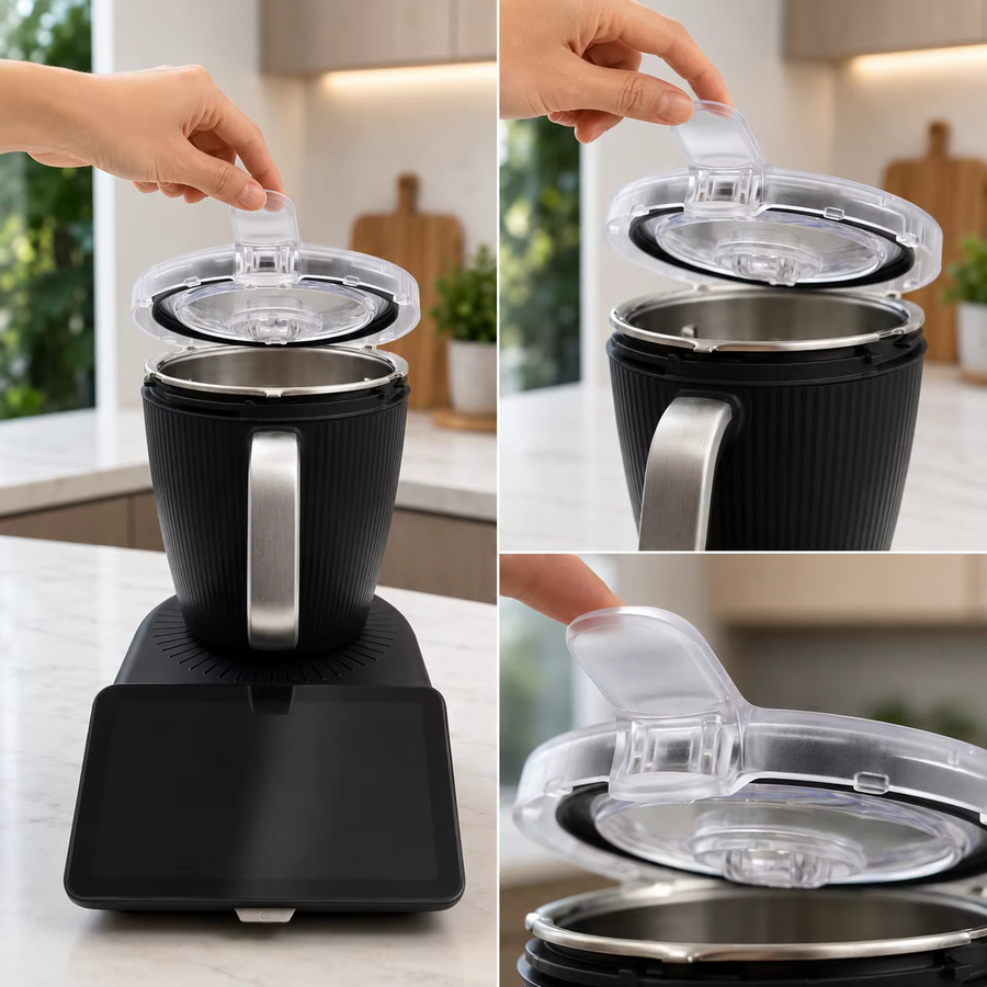 Transparenter Rührschüsseldeckel für Vorwerk Thermomix TM7 mit abnehmbarem Mitteldeckel - Bild 2