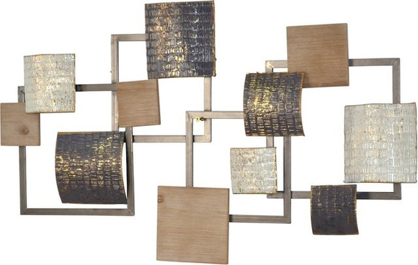 Wanddekoration Iris von Möbel Direkt Online in Schwarzgrau, Creme und Goldfarben