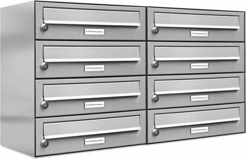 AL Briefkastensystem für 8 Parteien, Aufputzmontage, silberfarben, B/H/T: 76,6 x 46 x 27,5 cm - Bild 1