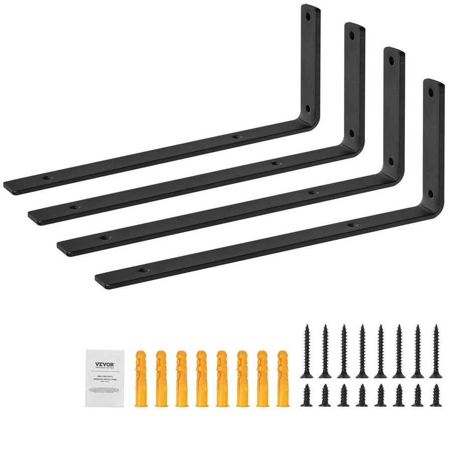 Buying Solutions MB Regalhalterung aus Stahl, 4 Stück L-Regalhalterungen in Mattschwarz, Dicke: 5 mm, Größe: 10 x 6 Zoll - Bild 5