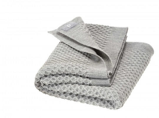 Disana Waben-Strickdecke aus Bio-Merinowolle für Babys, Grau, B x H: 80 x 100 cm - Bild 1