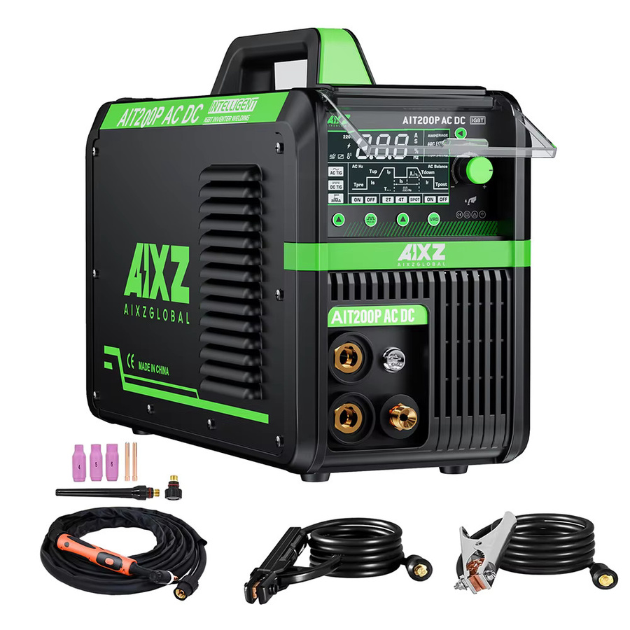 AIXZ 5-in-1 Multiprozess-Schweißgerät AIT200P, AC/DC TIG und MMA ARC Schweißgerät mit Puls-Funktion, 220V 200A, Schwarz - Bild 9