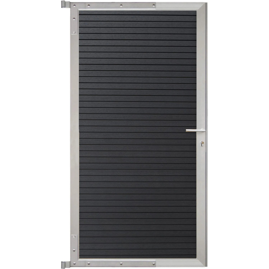 GartenLand Steckzauntor Shadowline aus WPC und Aluminium in Deep Black und Silber, Breite: 90 cm, Höhe: 175 cm - Bild 2