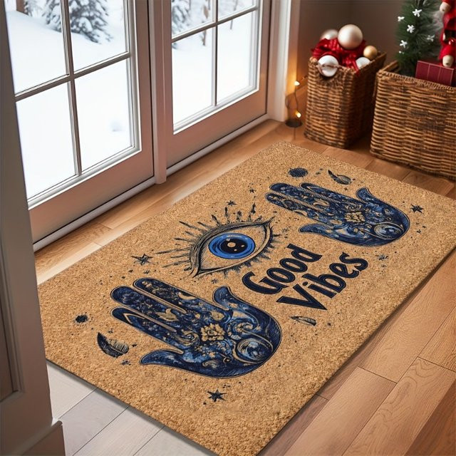 CH CACILLO Rutschfeste Fußmatte in Braun, schmutzabweisender Polyester-Bodenteppich für Eingang, Balkon oder Schlafzimmer, B/T: 60 x 60 cm - Bild 1