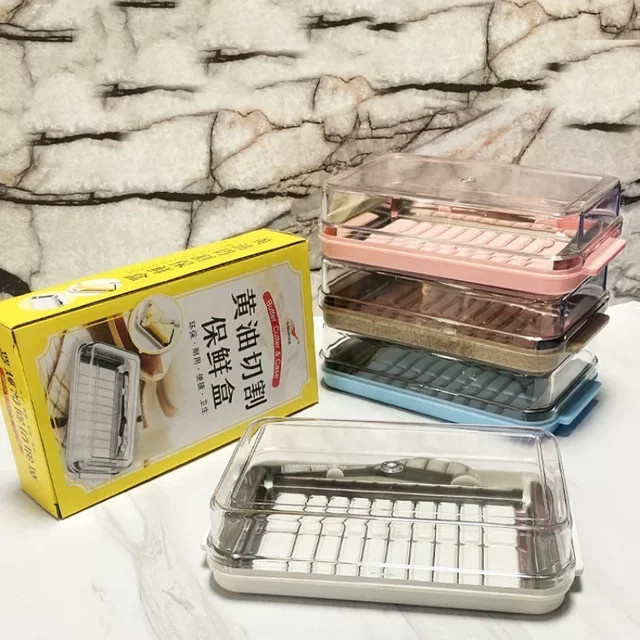 Multifunktionaler Butter-Cutter und Käseslicer aus Edelstahl mit transparentem Glas-Container in Weiß - Bild 1