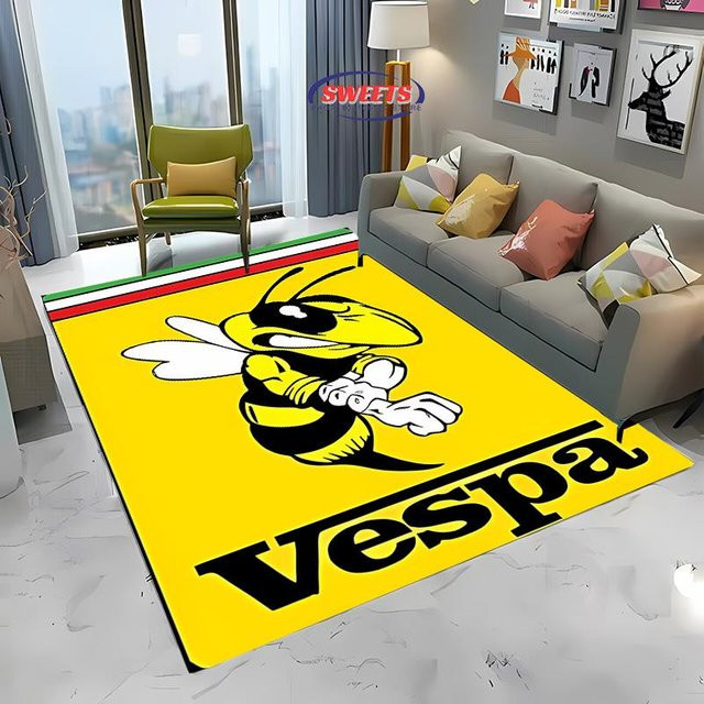 V-Vespa M0t0 3D-Druck Teppich mit Streifen-Design, rutschfest und weich, gelb, B/T: 100 x 150 cm - Bild 1