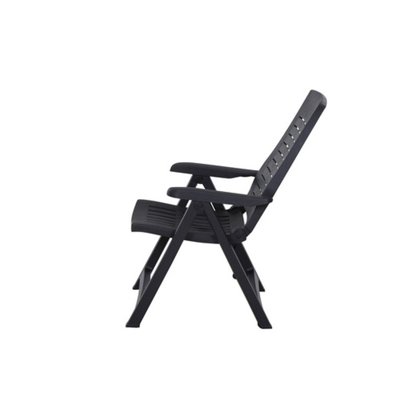 PROGARDEN Klappsessel Silver in Grau mit Holzstruktur, wetterfest und UV-beständig, B/T/H: 59,0 x 67,0 x 110,0 cm - Bild 2
