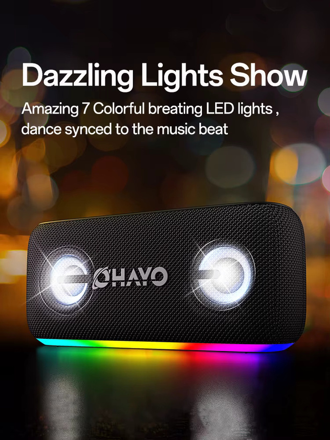 OHAYO Bluetooth-Lautsprecher in Schwarz mit 60 W Leistung, wasserdichter tragbarer Lautsprecher mit Extra Bass für Strandpartys - Bild 2