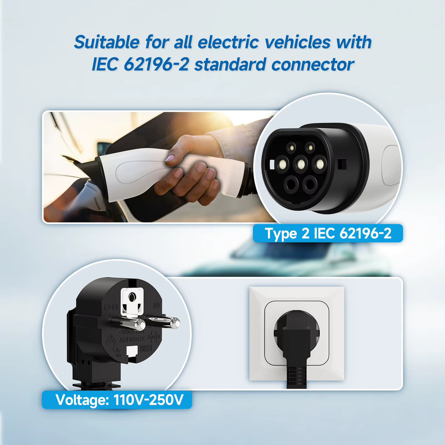 AFYEEV Tragbares EV-Ladegerät Typ 2 IEC62196-2 mit 3600 W, Typ 1 SAE J1772 Elektroauto-Ladegerät mit WiFi und Bluetooth APP-Steuerung - Bild 4
