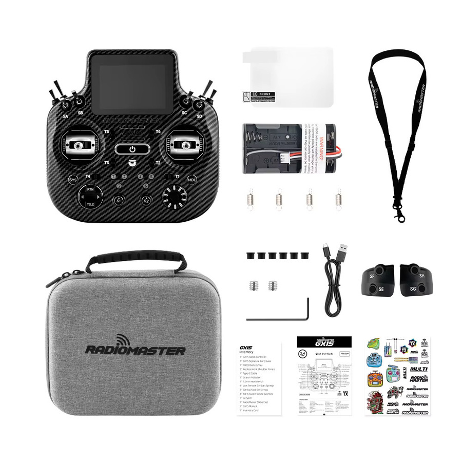 Radiomaster GX15 MAX ExpressLRS 2.4GHz Fernsteuerung mit 3.5 Zoll IPS Touchscreen, 16CH und AG02 CNC Hall Gimbal, Farbe: transparent - Bild 4