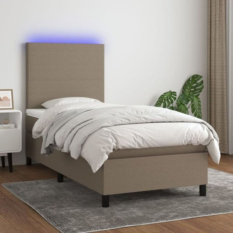 vidaxl Boxspringbett mit Matratze in Taupe meliert, Stoff, B/T/H: 200 x 80 x 128 cm - Bild 1