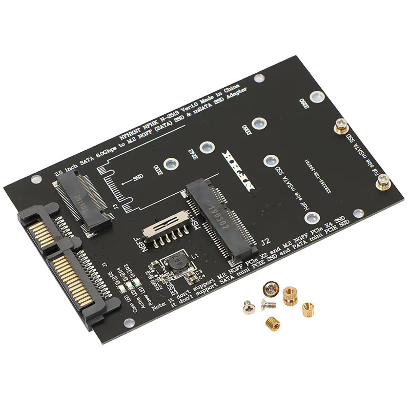 JETTING 2 in 1 Konverter Karte NGFF MSATA SSD zu SATA 3,0 Adapter für PC und Laptop, Schwarz - Bild 2