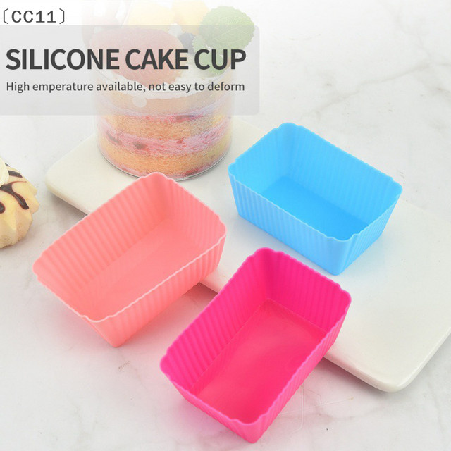 KuZHEN Silikon-Backform Set für Muffins und Cupcakes, rechteckig, lila, 5 Stück - Bild 1