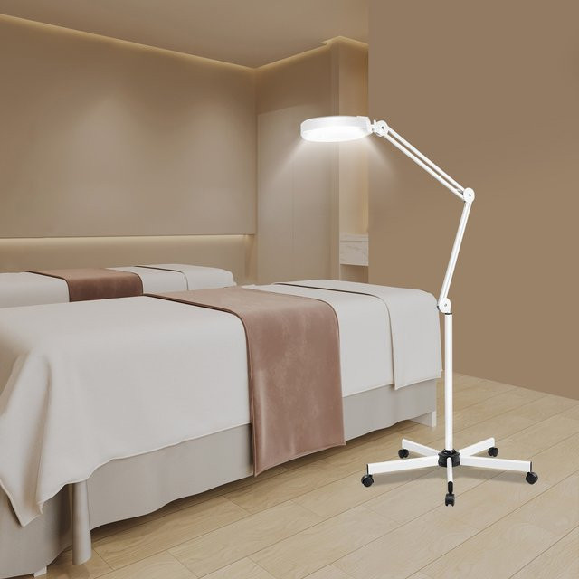 8X 24W LED-Lupenlampe mit 3-facher Vergrößerung, 120 LED-Leuchten und verstellbarem Schwenkarm in Weiß - Bild 1