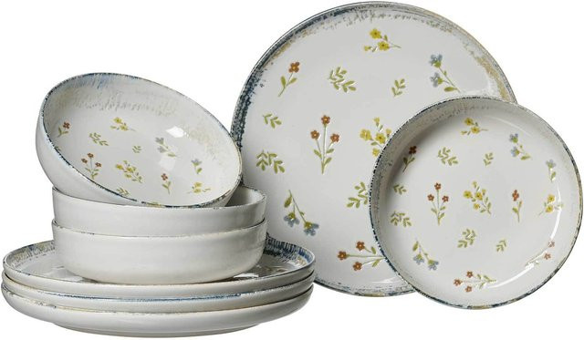Ritzenhoff & Breker Tafelservice Viola 8er Set aus Keramik in Weiß mit floralem Design - Bild 1